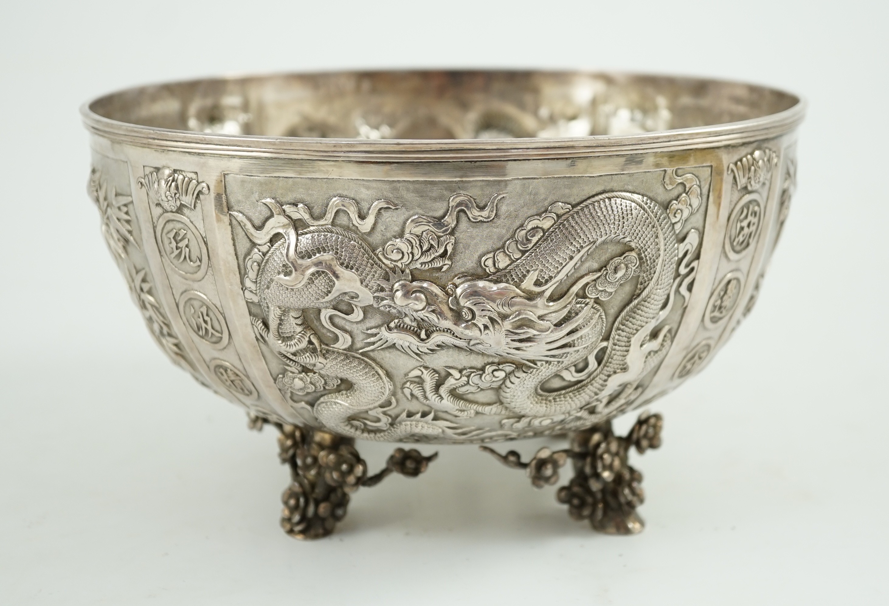 A late 19th/early 20th century Chinese Export silver rose bowl